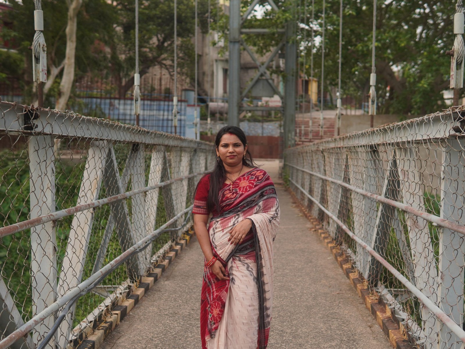 Suspension bridge at Dhabaleswar, Mahanadi river view